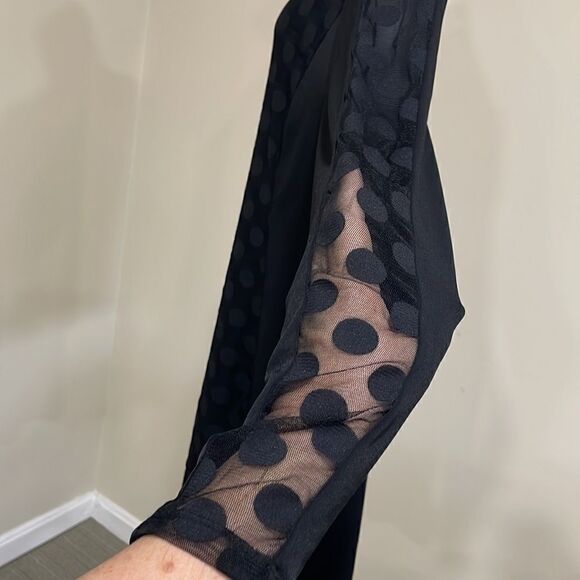 NWOT Style & Co Black Polka Dot Sheer Sleeve Dress. Size L large 12/14 - Picture 5 of 8